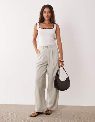 Miss Selfridge Petite Tailored Wide Leg Pants In Gray