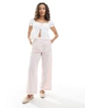 [Miss Selfridge Petite] Miss Selfridge Petite tailored wide leg pants in pink 6 PINK