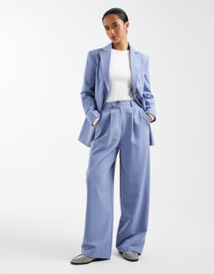 Miss Selfridge Petite Tailored Wide Leg Pants In Blue