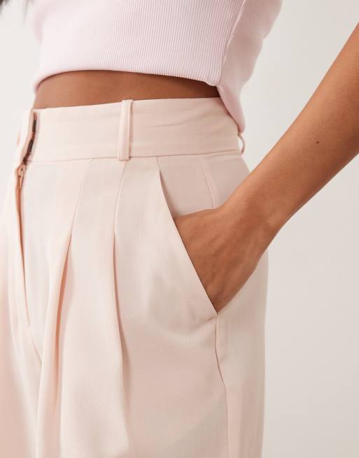 Miss Selfridge Petite tailored wide leg trouser in pale pink, 5 of 5