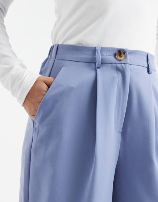 Miss Selfridge Petite tailored wide leg trouser in powder blue, 3 of 5