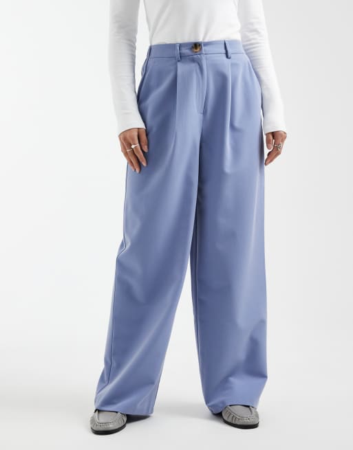 Miss Selfridge Petite tailored wide leg trouser in powder blue, 4 of 5
