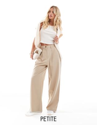 Miss Selfridge Petite tailored wide leg trouser in stone-Neutral φωτογραφία