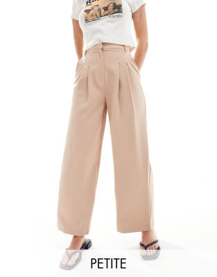 Miss Selfridge Petite Miss Selfridge Petite tailored wide leg trouser in taupe-Neutral