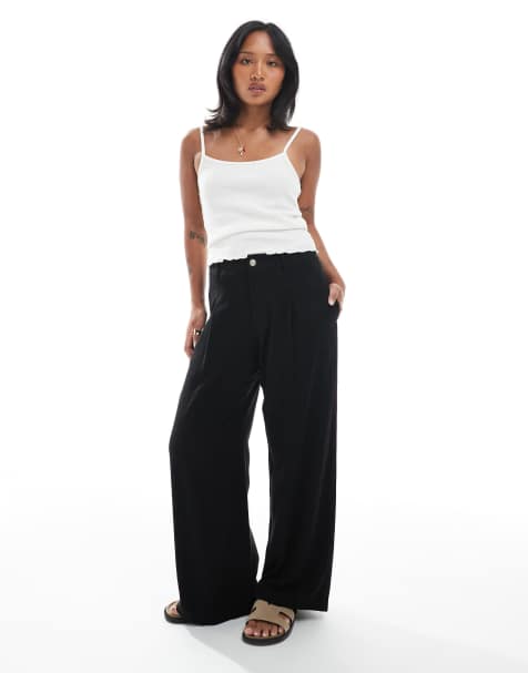 Miss Selfridge Petite tailored wide leg trousers in black - view 1