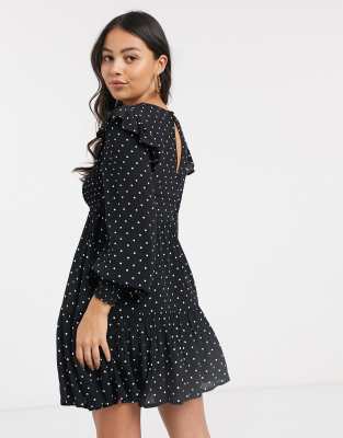 miss selfridge black polka dot dress