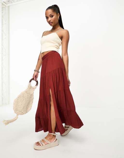 Petite maxi 2025 skirt brown