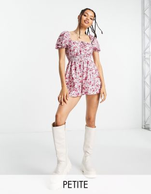 Miss Selfridge strappy romper in mono heart daisy