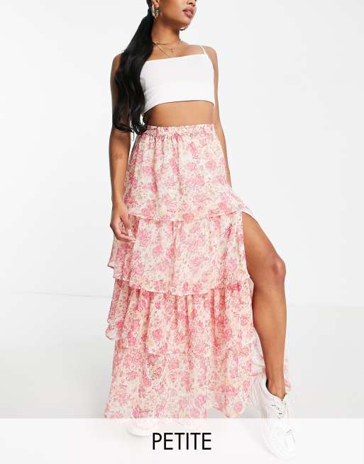 Long floral shop ruffle skirt