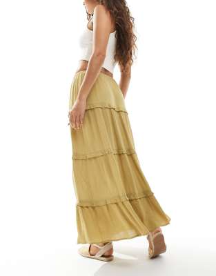 Miss Selfridge Petite Tiered Maxi Skirt In Multi
