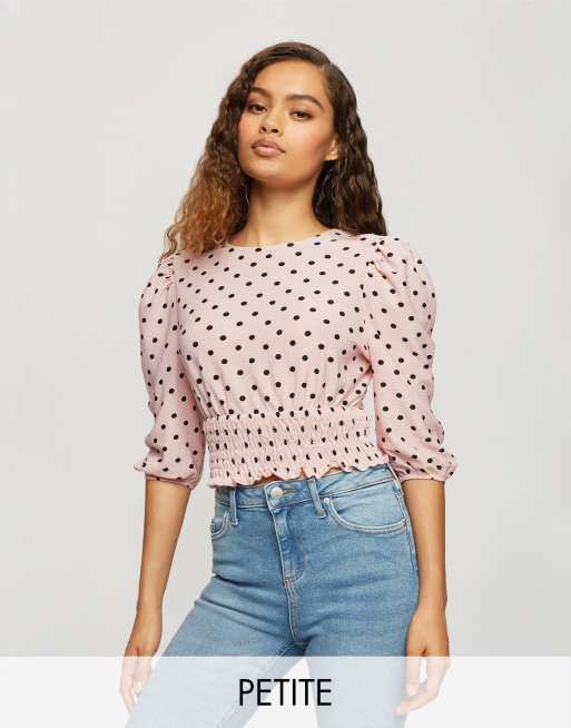 Miss Selfridge Petite top in pink spot print | ASOS