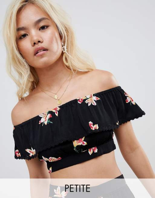 Miss Selfridge Petite - Top style Bardot noué devant