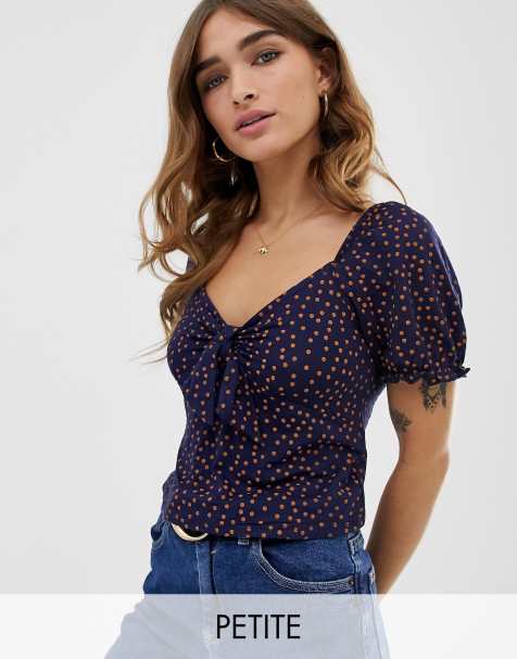 Miss Selfridge Petite top with sweetheart neckline in polka dot