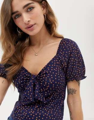 miss selfridge polka dot top