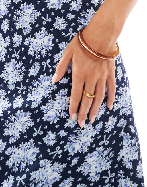 Miss Selfridge Petite – Träger-Maxikleid in Blau Schleifenmuster U-Boot-Ausschnitt, 3 von 4