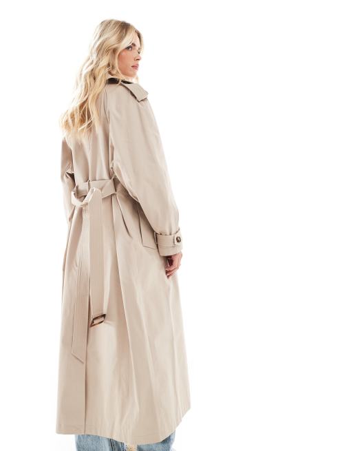 Miss Selfridge Petite - Trenchcoat met riem in stone, 3 van 4