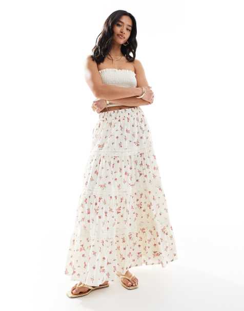 Miss Selfridge Petite trim insert tiered maxi skirt - view 1