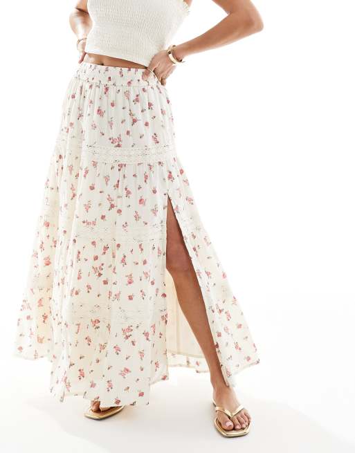 Miss Selfridge Petite trim insert tiered maxi skirt