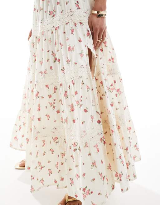 Miss Selfridge Petite trim insert tiered maxi skirt
