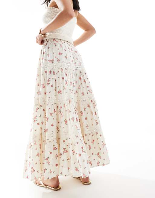 Miss Selfridge Petite trim insert tiered maxi skirt