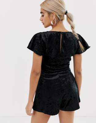 miss selfridge velvet playsuit