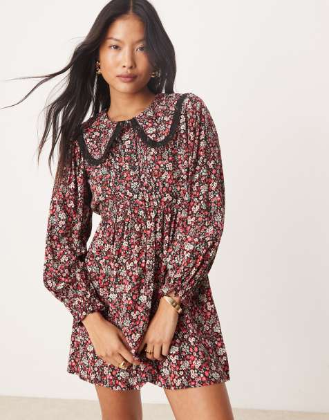 Miss Selfridge Petite - Vestito corto a maniche lunghe in pizzo con stampa - view 1
