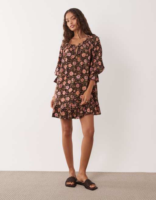 Miss Selfridge Petite - Vestito grembiule a fiori anni '70, 4 di 4