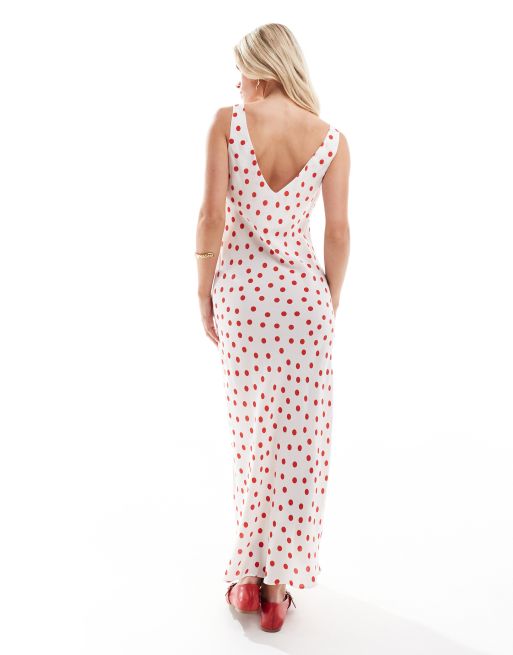 Miss Selfridge Petite Vestito sottoveste lungo a pois rossi con