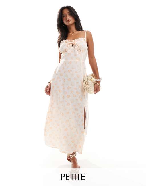 Miss Selfridge Petite - Vestito sottoveste lungo con dettaglio a corsetto e spalline sottili