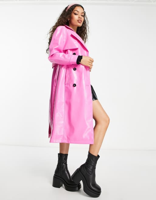 Miss Selfridge Vinyl Faux Leather Trench Coat