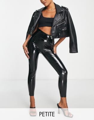 ASOS DESIGN Petite vinyl leggings in black