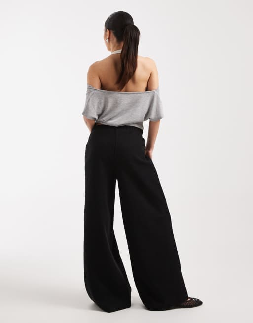Miss Selfridge Petite – Weiche gerippte Hose in Schwarz, 4 von 5