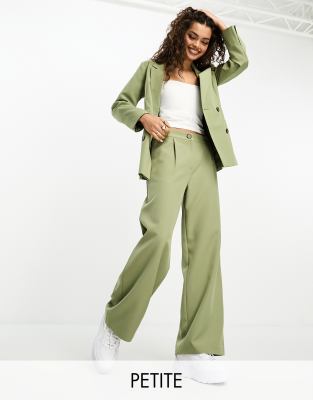 Miss Selfridge Petite - Weit geschnittene Dad-Hose in Khaki-Grün