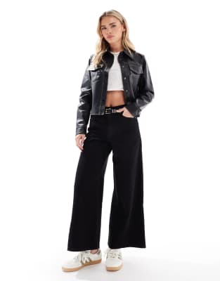 Thumbnail - Miss Selfridge Petite - Weit geschnittene Jeans in reinem Schwarz