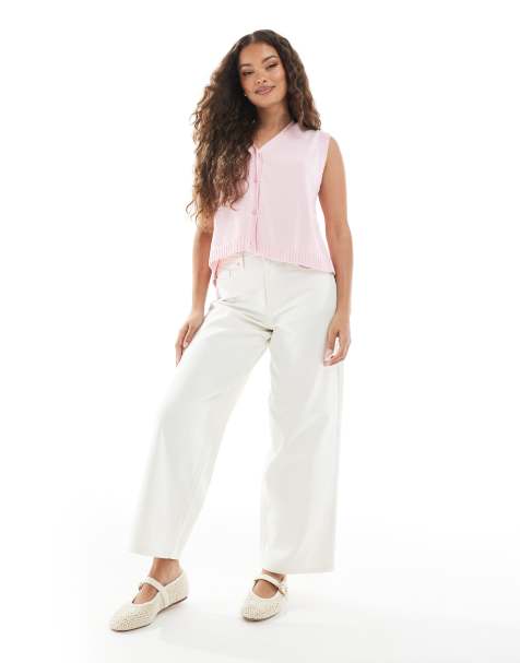 Miss Selfridge Petite – Weite Jeans in Ecru-Waschung - view 1