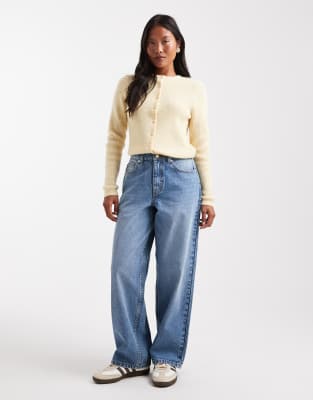 Miss Selfridge Petite - Weite Jeans in mittelblauer Waschung