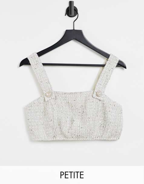 Miss Selfridge Petite White Boucle Bra Top - view 1