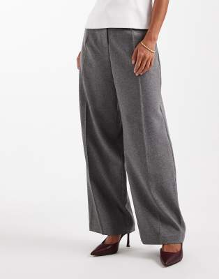 Miss Selfridge Petite Wide Leg Pants In Gray