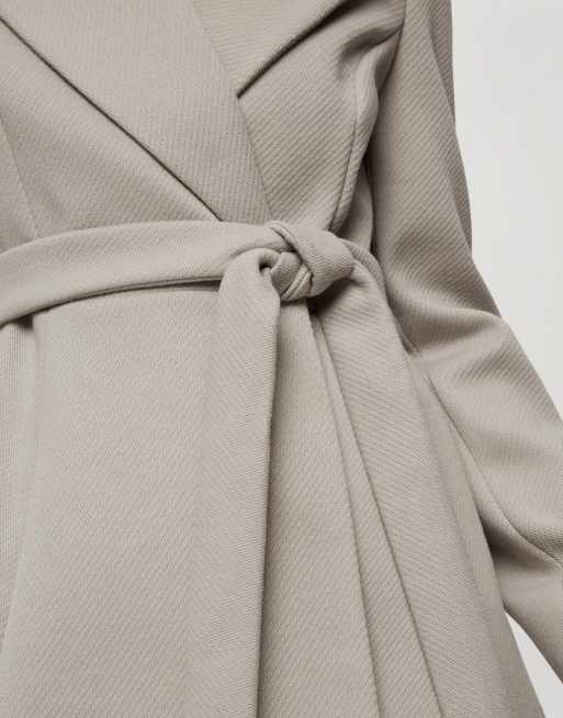Miss Selfridge Petite wrap coat in grey, 3 of 4