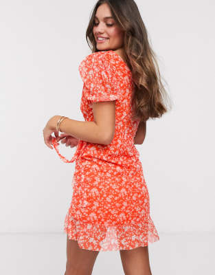 miss selfridge red floral dress