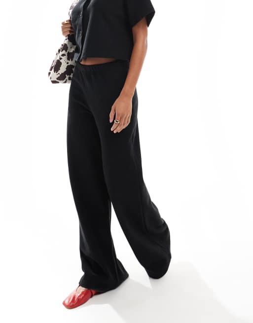 Miss Selfridge Petite - Zachte geribbelde broek in zwart, 3 van 5