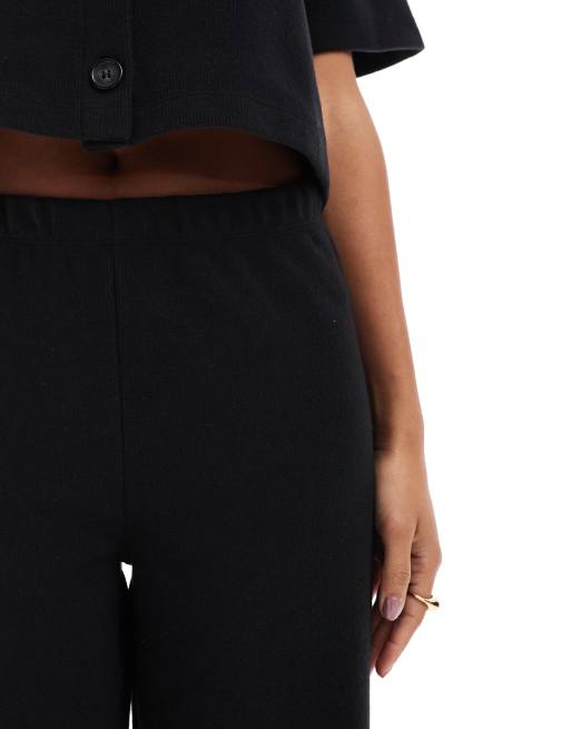 Miss Selfridge Petite - Zachte geribbelde broek in zwart, 5 van 5