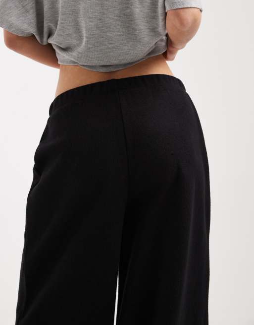 Miss Selfridge Petite - Zachte geribbelde broek in zwart, 5 van 5