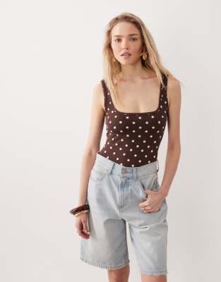 Miss Selfridge Picot Trim Bodysuit In Multi