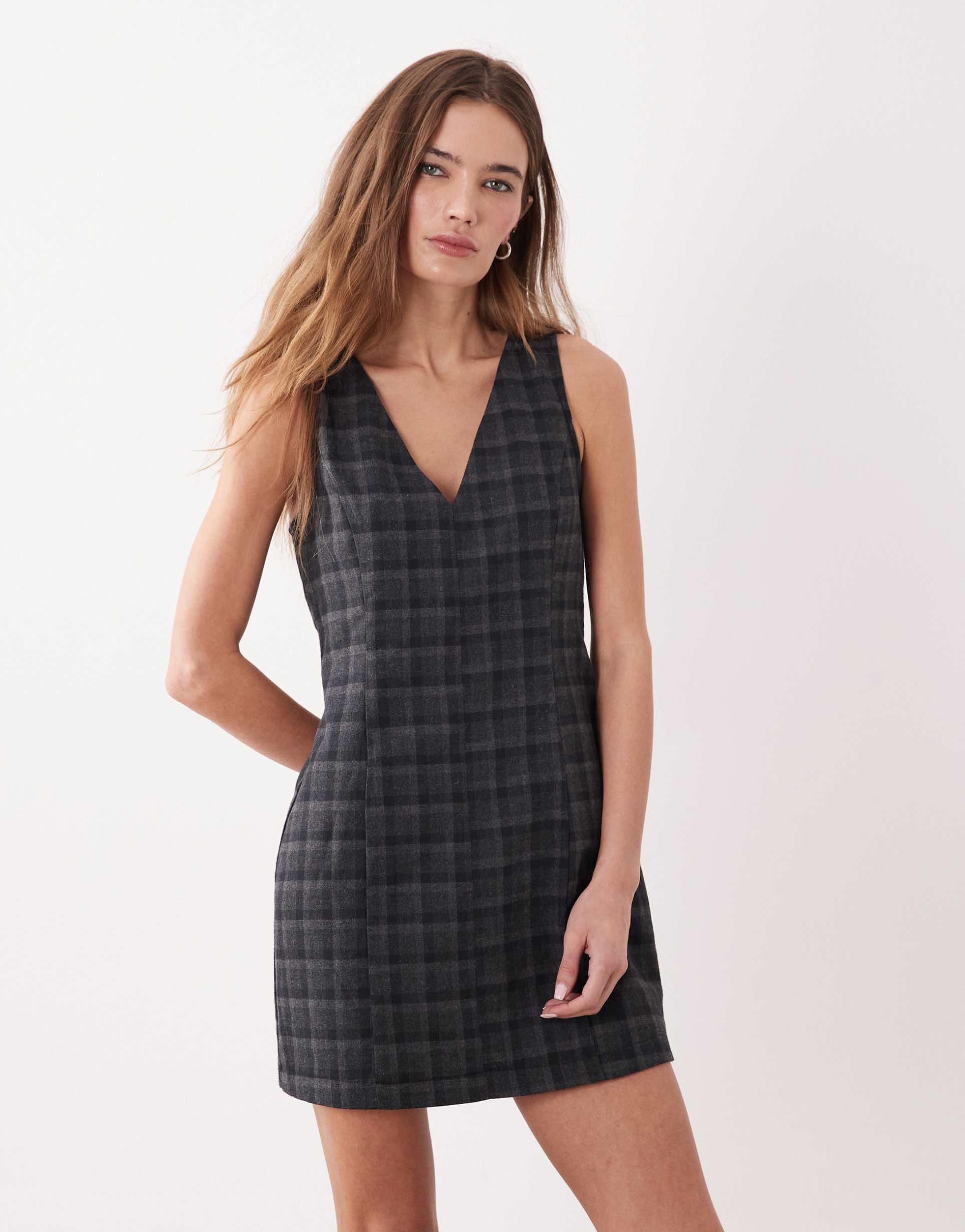 miss selfridge pinafore dress in plaid