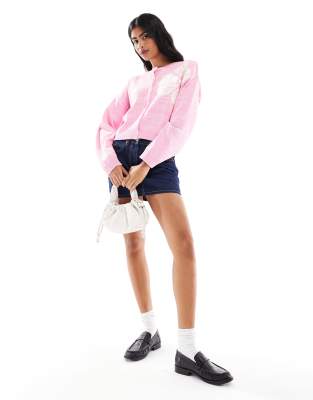 Miss Selfridge Pink Floral Knitted Cardigan In Pink