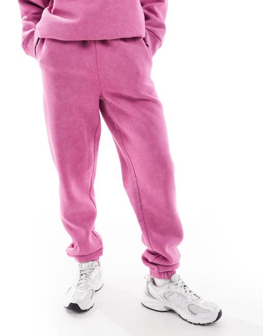 Miss Selfridge - Pink joggingbukser med syrevask og tætsiddende benkanter, 3 af 5