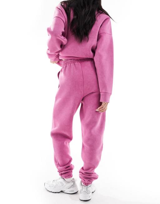 Miss Selfridge - Pink joggingbukser med syrevask og tætsiddende benkanter, 4 af 5