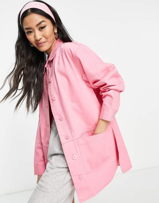 Miss Selfridge Pink Oversized Og Longline Shacket Asos