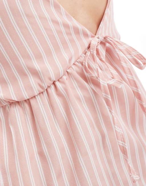 Miss Selfridge pink stripe peplum cami top, 2 of 4
